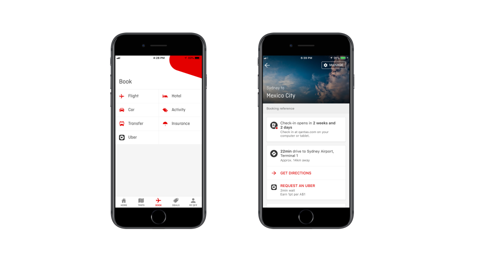 Qantas app - Uber integration